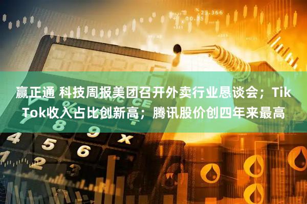 赢正通 科技周报美团召开外卖行业恳谈会；TikTok收入占比创新高；腾讯股价创四年来最高